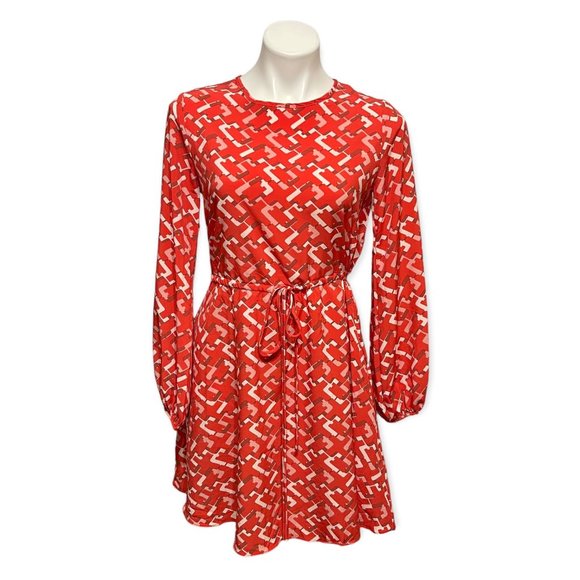 Pomander Place Small Red Chain Colette Long Sleeve Dress EUC - Picture 4 of 9